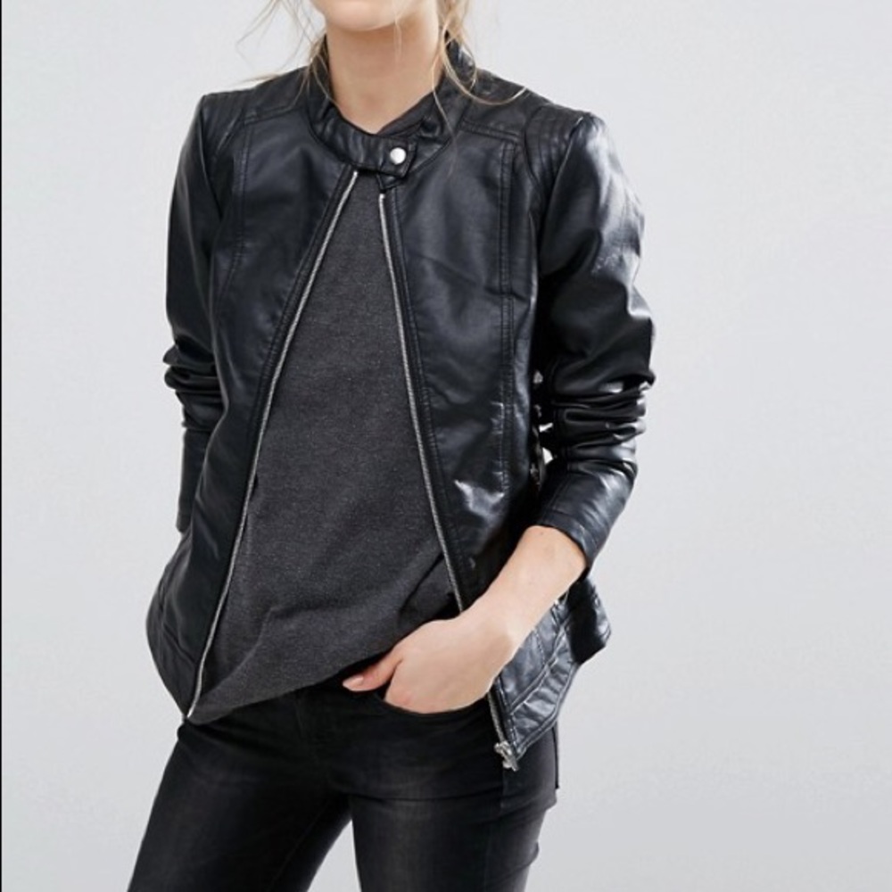 Vila Leather Look Biker Jacket
